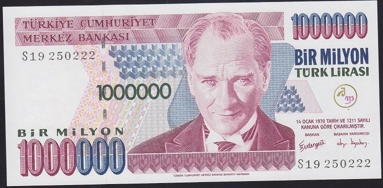 7.EMİSYON 3.TERTİP 1 000 000 LİRA S19 250222 ÇİL