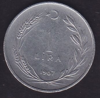 1967 Yılı 1 Lira Ters