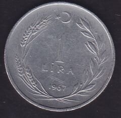 1967 Yılı 1 Lira Ters
