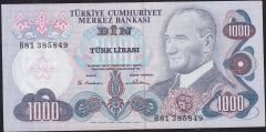 6.Emisyon 1.Tertip 1000 Lira B81 385849 Ççt Çilaltı