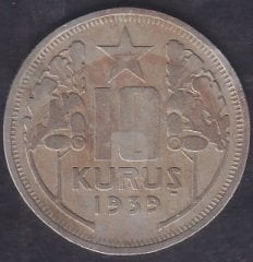 1939 Yılı 10 Kuruş Çok Temiz +