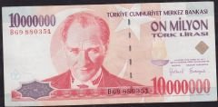7.Emisyon 10 000 000 Lira B69 880351 Çok Çok Temiz