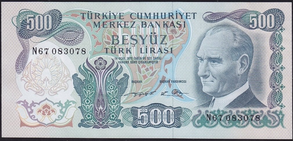 6.Emisyon 2.Tertip 500 Lira N67 083078 Çilaltı Çil