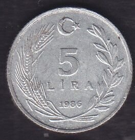 1986 Yılı 5 Lira