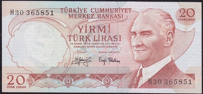6.Emisyon 3.Tertip 20 Lira H30 365851 Çilaltı Çil
