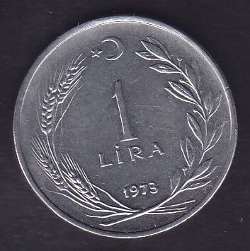 1973 Yılı 1 Lira Ters