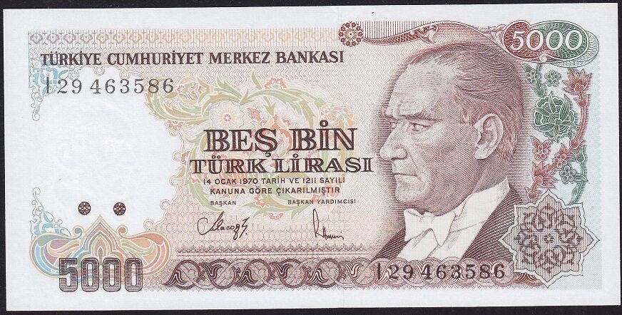 7.Emisyon 4.Tertip 5000 Lira I29 463586 Çil