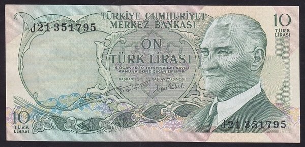 6.EMİSYON 2.TERTİP 10 LİRA J21 351795 ÇİLALTI