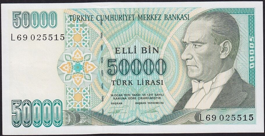 7.Emisyon 2.Tertip 50000 Lira L69 025515 Çilaltı Çil