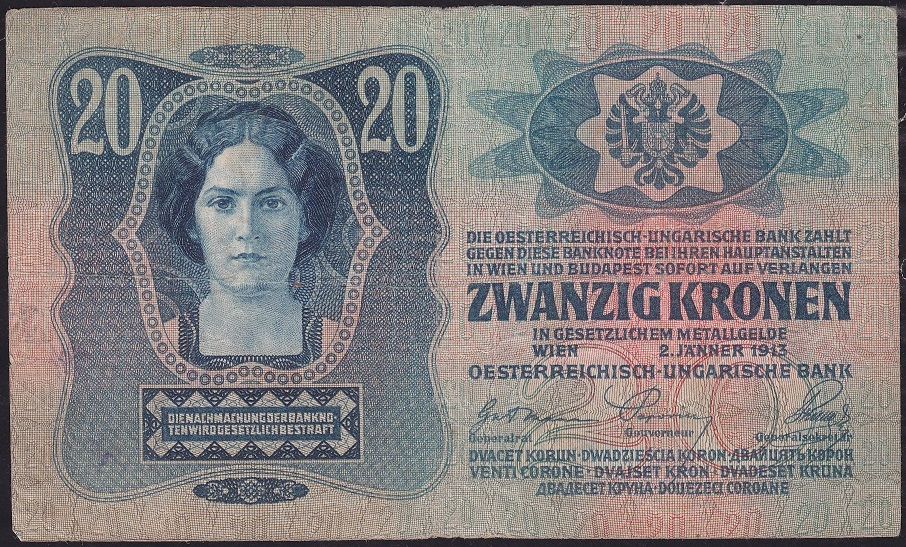 Avusturya Macaristan 20 Korona 1913 Çok Temiz