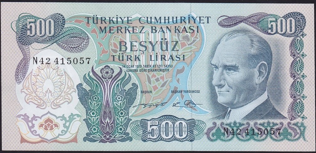 6.Emisyon 2.Tertip 500 Lira N42 415057 Çilaltı Çil