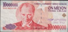 7.Emisyon 10 000 000 Lira D09 841119 Çok Temiz+