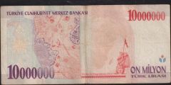 7.Emisyon 10 000 000 Lira A22 654512 Çok Temiz