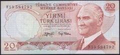 6.Emisyon 3.Tertip 20 Lira H19 584792 Çilaltı