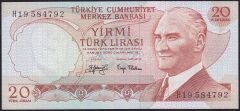 6.Emisyon 3.Tertip 20 Lira H19 584792 Çilaltı