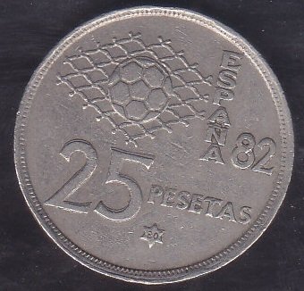 İSPANYA 25 PESETAS 1980 - ESPANA 82 DÜNYA FUTBOL