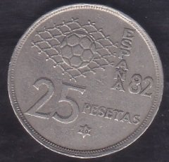 İSPANYA 25 PESETAS 1980 - ESPANA 82 DÜNYA FUTBOL