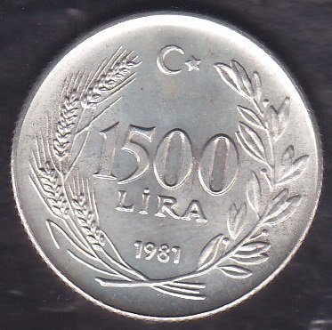 1981 YILI 1500 LİRA 1981 DÜNYA BESİN GÜNÜ GÜMÜŞ ÇİLALTI ÇİL
