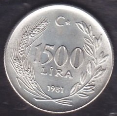 1981 YILI 1500 LİRA 1981 DÜNYA BESİN GÜNÜ GÜMÜŞ ÇİLALTI ÇİL