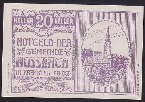 AVUSTURYA 20 HELLER NOTGELD 1920 ÇİL