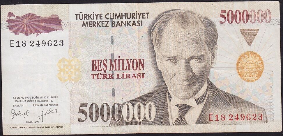 7.Emisyon 5 000 000 Lira E18 249623 Çok Temiz+