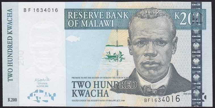 Malawi 200 Kwacha 2004 ÇİL Pick 55