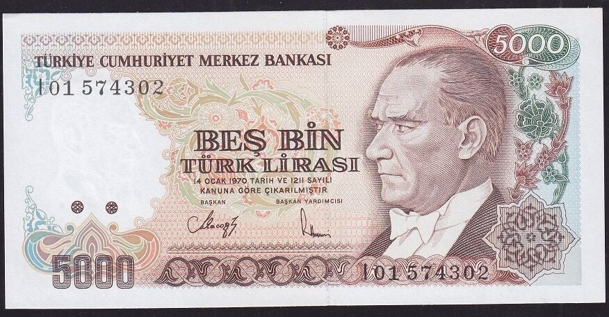 7.Emisyon 4.Tertip 5000 Lira I01 574302 Çil