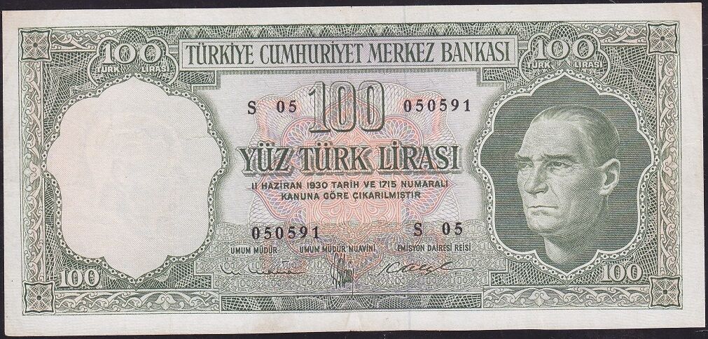 5.Emisyon 4.Tertip 100 Lira S05 050591 Çok Temiz