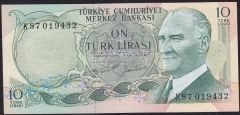 6.Emisyon 2.Tertip 10 Lira K87 019432 Çilaltı Çil