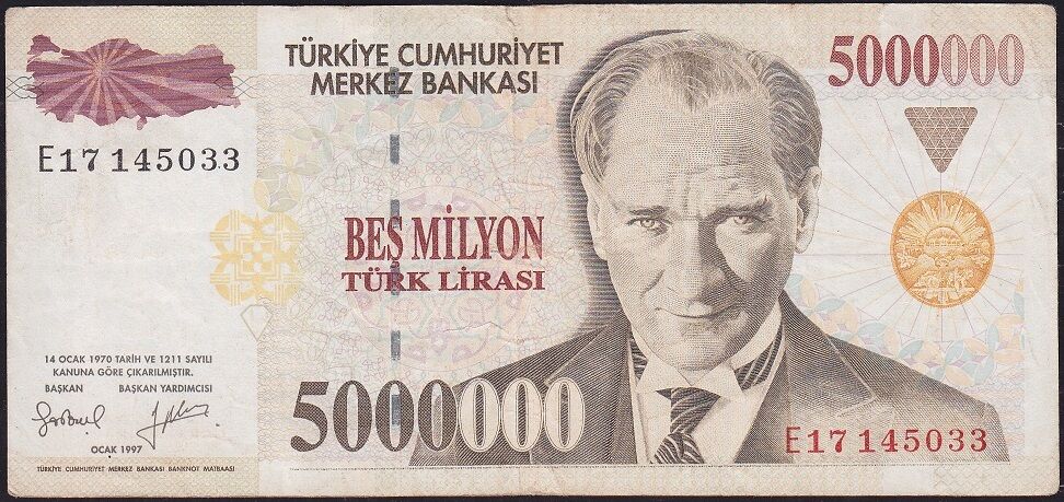 7.Emisyon 5 000 000 Lira E17 145033 Çok Temiz