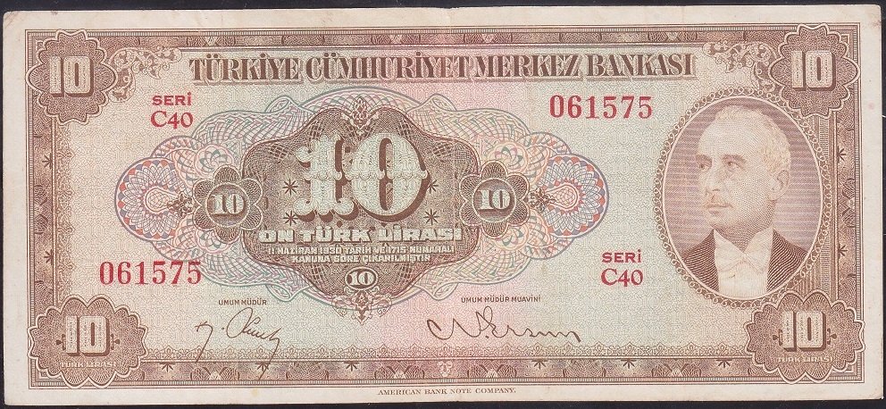 4.Emisyon 2.Tertip 10 Lira C40 061575 Çok Temiz +