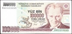 7.Emisyon 1.Tertip 100000 Lira B60 633685 Ççt +