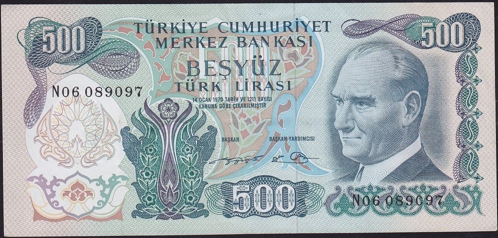 6.Emisyon 2.Tertip 500 Lira N06 089097 Ççt+