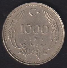 1990 Yılı 1000 Lira Çevremizi Sevelim Koruyalım