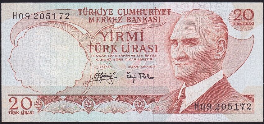 6.Emisyon 3.Tertip 20 Lira H09 205172 Çilaltı