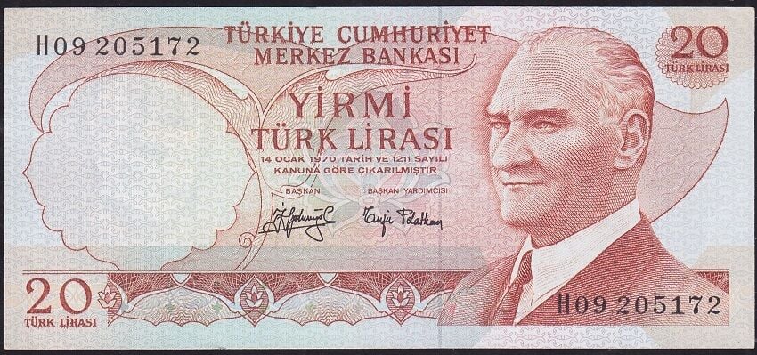 6.Emisyon 3.Tertip 20 Lira H09 205172 Çilaltı