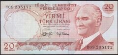 6.Emisyon 3.Tertip 20 Lira H09 205172 Çilaltı