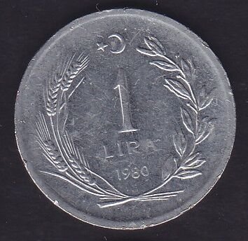 1980 Yılı 1 Lira Ters