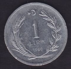 1980 Yılı 1 Lira Ters
