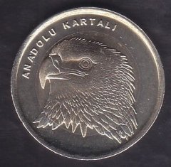 2014 TARİHLİ 1 LİRA ANADOLU KARTALI HATIRA PARASI - ÇİLALTI ÇİL eski para değerleri