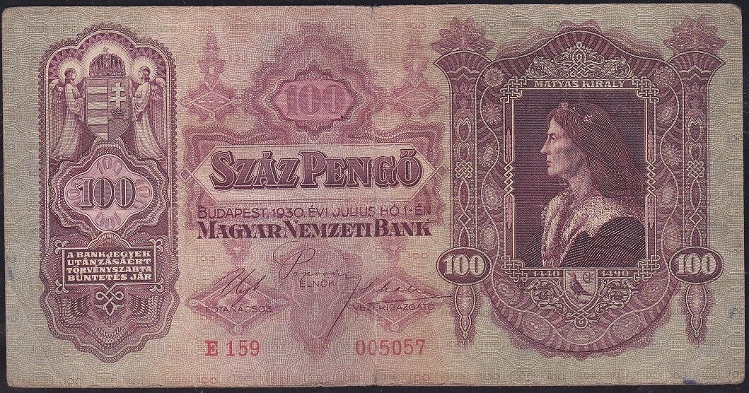 Macaristan 100 Pengo 1930 Temiz