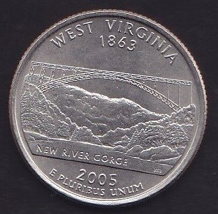 AMERİKA ÇEYREK DOLAR 2005 - WEST VIRGINIA EYALETİ eski para alan yerler