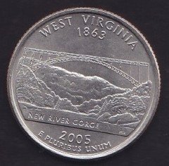 AMERİKA ÇEYREK DOLAR 2005 - WEST VIRGINIA EYALETİ eski para alan yerler