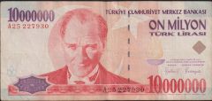 7.Emisyon 10 000 000 Lira A25 227930 Çok Temiz