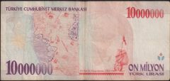 7.Emisyon 10 000 000 Lira A25 227930 Çok Temiz
