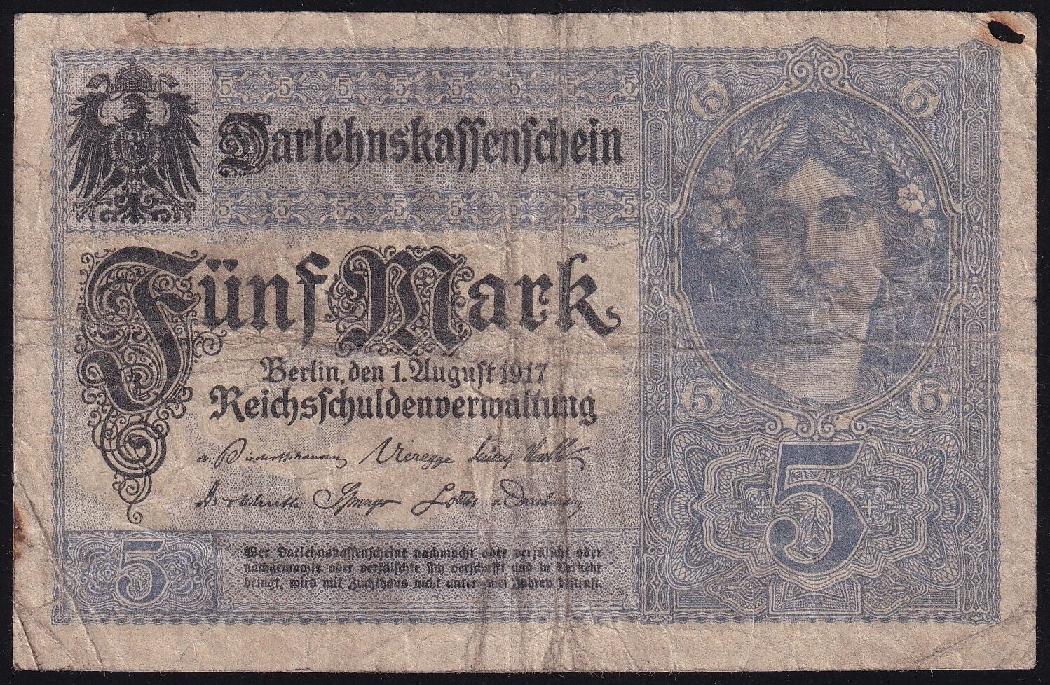 Almanya 5 Mark 1917 Temiz