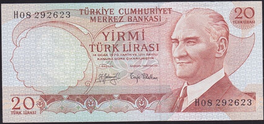 6.Emisyon 3.Tertip 20 Lira H08 292623 Çilaltı Çil