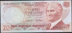 6.Emisyon 3.Tertip 20 Lira H08 292623 Çilaltı Çil