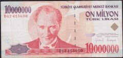 7.Emisyon 10 000 000 Lira B62 415650 Çok Temiz
