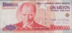 7.Emisyon 10 000 000 Lira D04 860057 Çok Temiz+